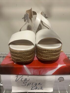 Via Spiga White Jute Platform Espadrille Sandals